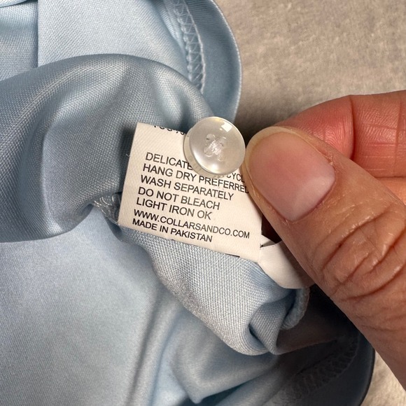 NWOT Collars & Co Mens Light Blue Dress Collar Polo Shirt Large Golf‎ - Picture 4 of 7